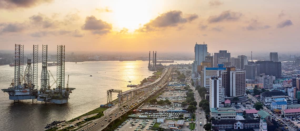Lagos harbour at sunset
